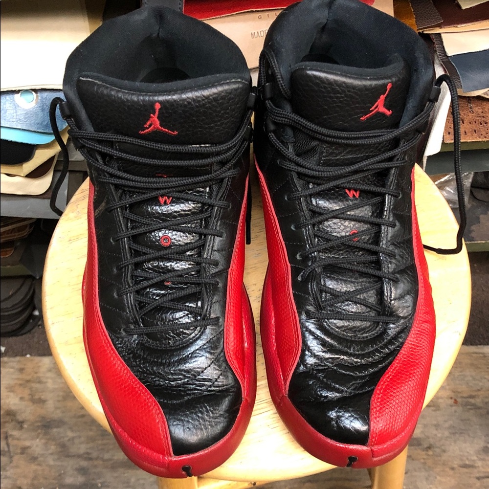 Jordan Black and Red Retro High-Top Basketball Sneakers